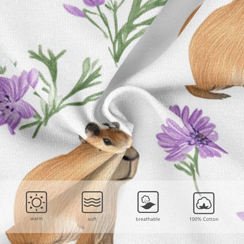 Wusikd Capybaras Boys' Underwear Cotton Purple Flowers Boys Briefs Soft Toddler Underwear 2T3