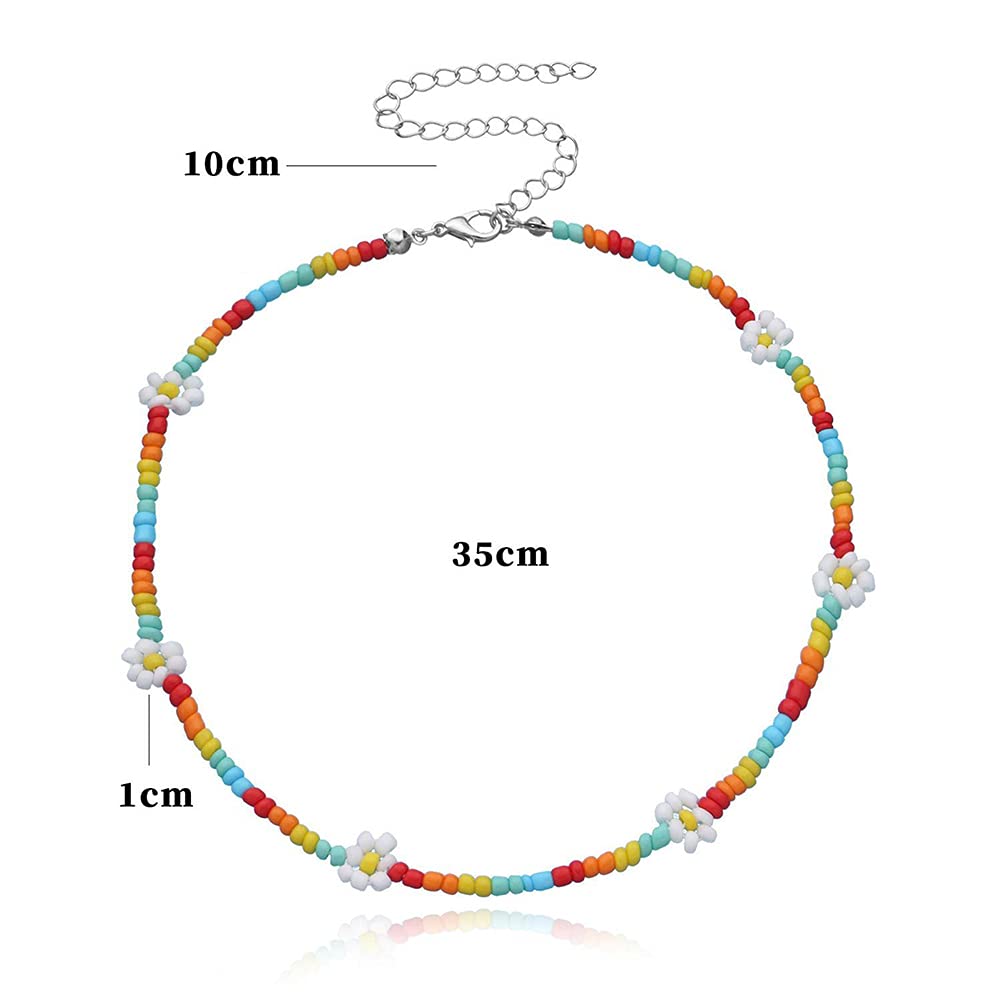 Holibanna Collana Girocollo Boho Con Perline A Seme E Margherite - Gioiello Estivo Hawaiano Per Donne E Ragazze, Colore Blu - 3