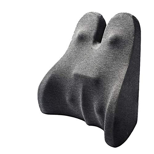 FYMDHB886 Lumbar Cushion Memory Cotton Support Waist Pillow Office Chair Car Seat Backrest Dark Gray