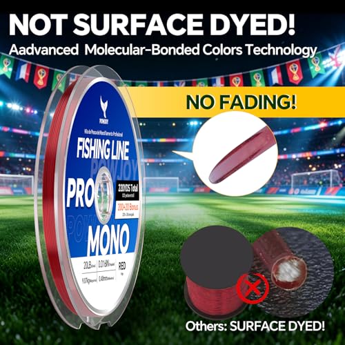 Image of Monofilament Fishing Line with Knot Guide Card, Tangle-Free Snap Ring for No More Mess, Low Memory Smooth Casting Nylon Mono String, 15 /20 /30 /50 /80LB, 220-1050 Yards