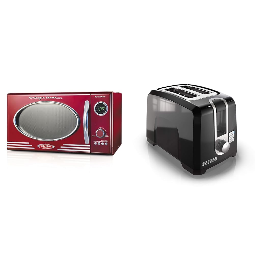 Nostalgia Retro Countertop Microwave Oven - Large 800-Watt - 0 9 cu ft BLACK DECKER 2-Slice Toaster T2569B