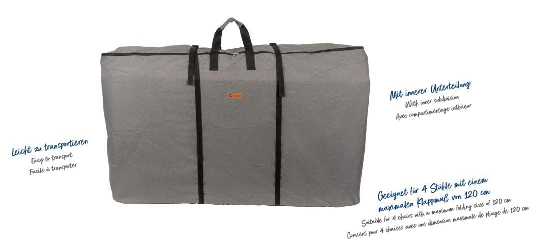 BERGER Aufbewahrungstasche für 4 Stühle | Robuste Campingstuhl Klappstuhl Tragetasche Platzsparend & Kompakt | Polsterauflagen Schutzhülle Transport Tasche Wasserdicht & Strapazierfähig