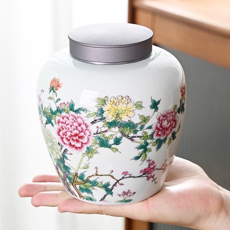 HLTYGWX Zestaw do herbaty Puszki z pokrywką Ceramiczne puszki na herbatę Zamknięte puszki Średnie puszki porcelanowe Puszki do przechowywania w gospodarstwie domowym Herbata Pu'er Czarna herbata