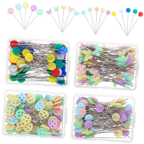 VILLCASE 400Pcs Flat Head Straight Pins Decorative Sewing Pins for Quilting Dressmaking Crafts Easy to Use for Beginners Experienced Sewers