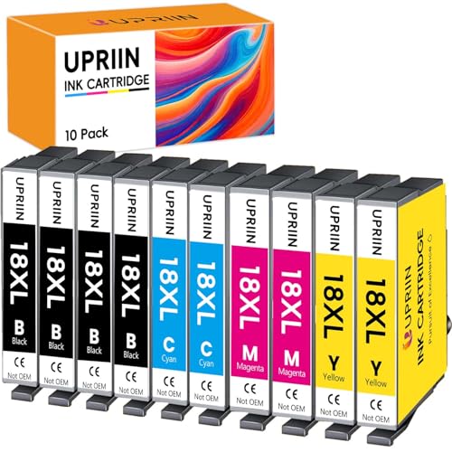 UPRIIN 18XL Cartucho de Tinta Compatible para Epson 18XL 18 XL Multipack para Expression Home XP-215 XP-225 XP-205 XP-325 XP-422 XP-305 XP-415 XP-425 XP-315 XP-312 XP -425 XP-412 (10-Pack)