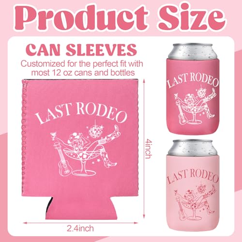 Image of SiliFine 12 Pcs Bachelorette Party Can Sleeves Bulk Coquette Bachelorette Party Decoration Cowgirl Can Sleeves for Bridal Shower Gifts(4 x 2.4 Inches,Last Rodeo)