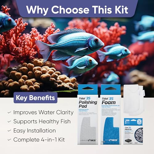 Image of Tidal 35 Filter Maintenance and Replacement Filter Media Kit, Including Aquarium Filter Media Bags (Tidal 35 Polishing Pads, Tidal 35 Foam Filter Sponge, Tidal 35 Matrix Bio Media)