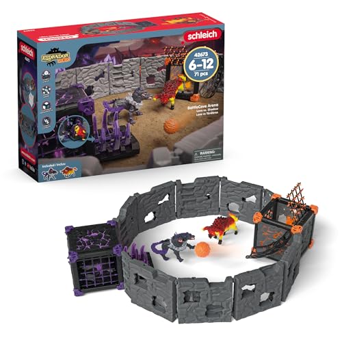 schleich ELDRADOR CREATURES | BATTLE CAVE Arena: Lava vs. Schatten 42673 | Set aus 2 x ELDRADOR Battle Cave, 2 x Monster und 2 x Kristall | Caves zur Arena stapelbar | Spielzeug ab 7 Jahren | 71 Teile