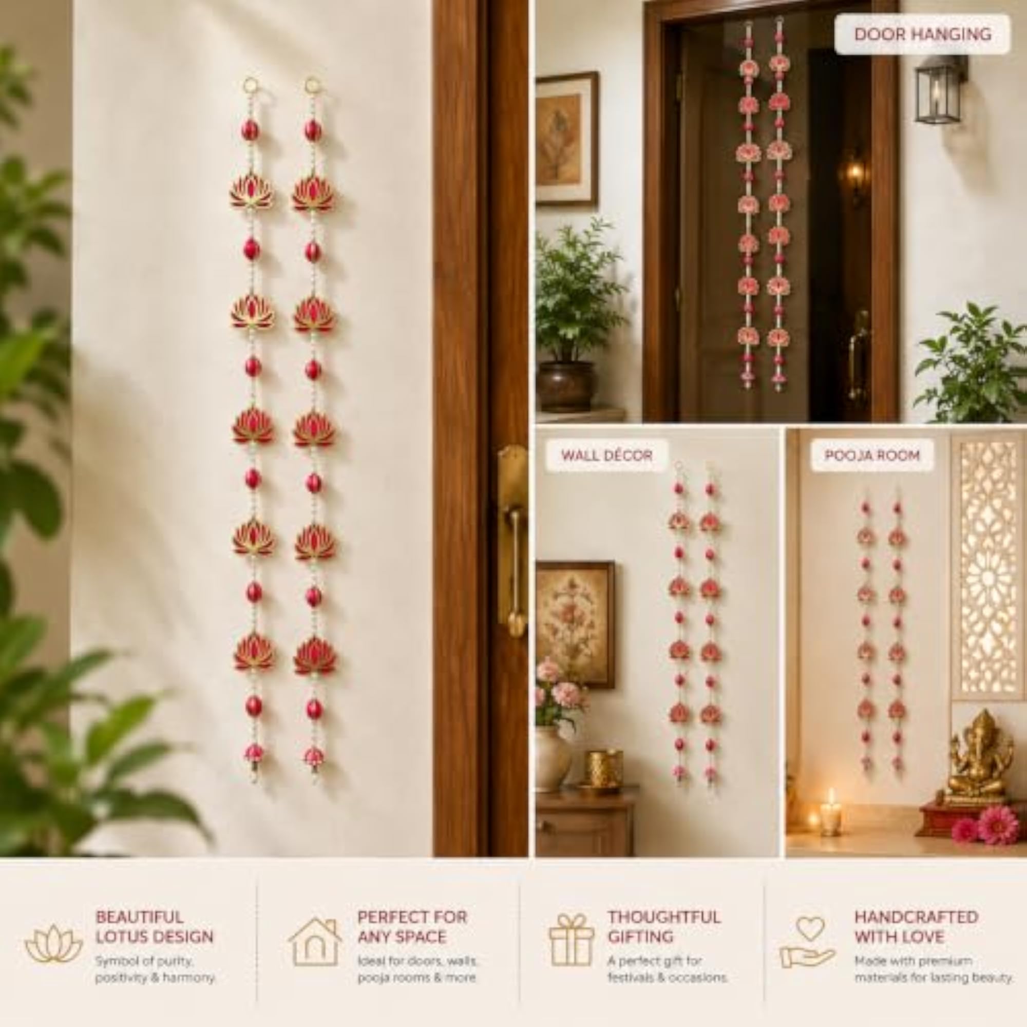 Handmade Lotus Beaded Door Hanging