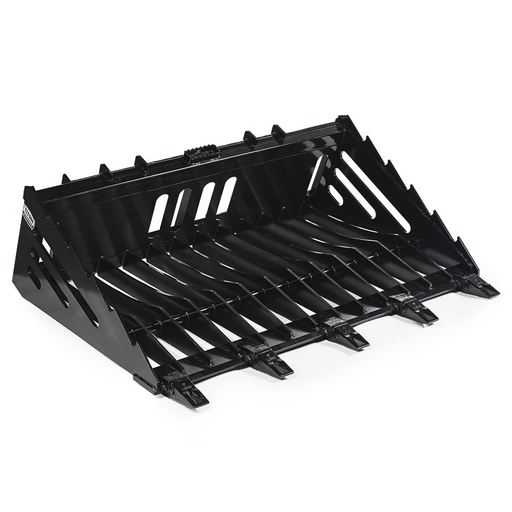 Buy Titan Attachments 60in Skeleton Rock Bucket with BoltOn Teeth, Skid Steer Quick Tach