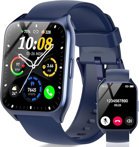 Reloj Inteligente Hombre, 1.85' Smartwatch con Llamadas Bluetooth, Podómetro/Pulsómetro/Monitor de Sueño, Impermeable IP68 Smart Watch, 110+ Modos Deportivos Pulsera Actividad para Android iOS Azul