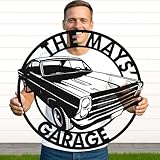 Personalized Garage Shop Sign for Men – Custom Metal Name Wall Art for Car Enthusiasts, Builders, and Mechanics – Great Birthday or Retirement Gift