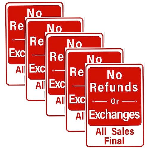 Image of CVANU No Refunds or Exchanges All Sales Final Warning Safety Self-Adhesive Waterproof PVC Vinyl Sign Sticker Size (11.7inchX8.3inch) Pack of 5