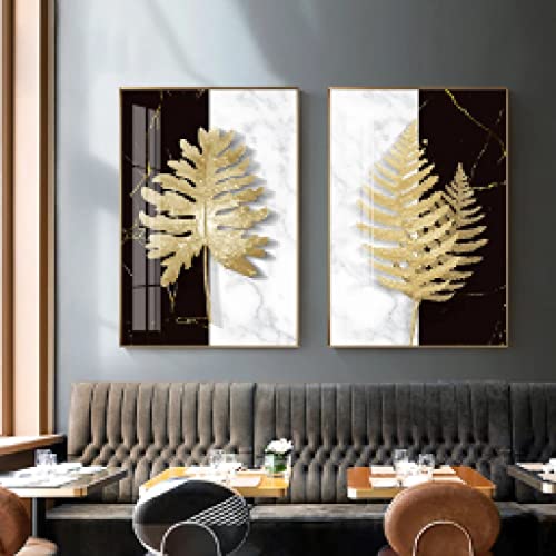 Arte de la moda con impresión de hoja dorada cuadros abstractos de lujo formato 60x80cm 5
