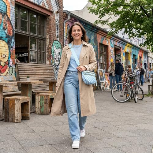 Image of Womens Crossbody Bag, Spacious Nylon Bum Bag Trendy Shoulder Purse with Adjustable Strap Zipped Travel Essentials