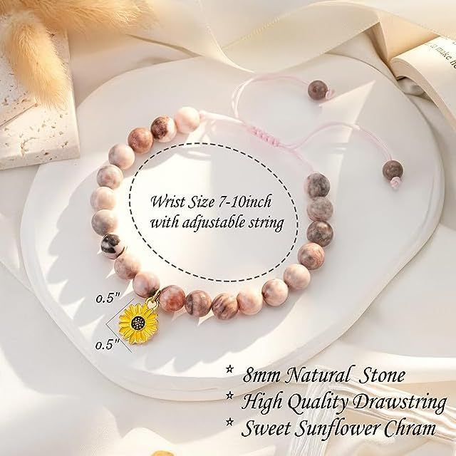 72ore Mother Daughter Bracelets Daughter Gifts from Mom Beaded Sunflower Charm Bracelet Valentines Day Outfit Women Jewelry Gifts for Him Her - Image 2