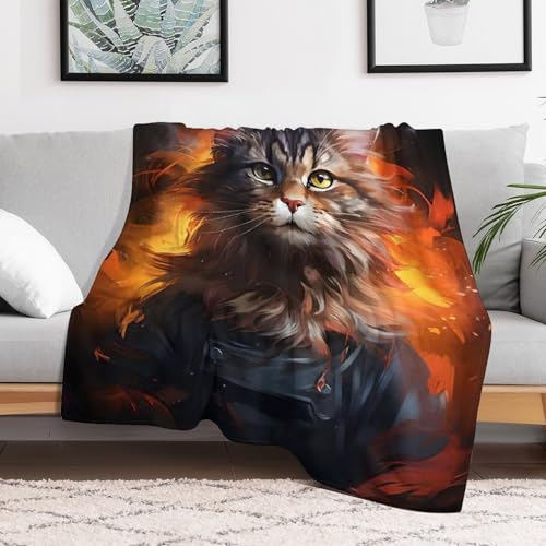 Couverture 3D chat en flannel de 130x180cm lavable en machine - 3