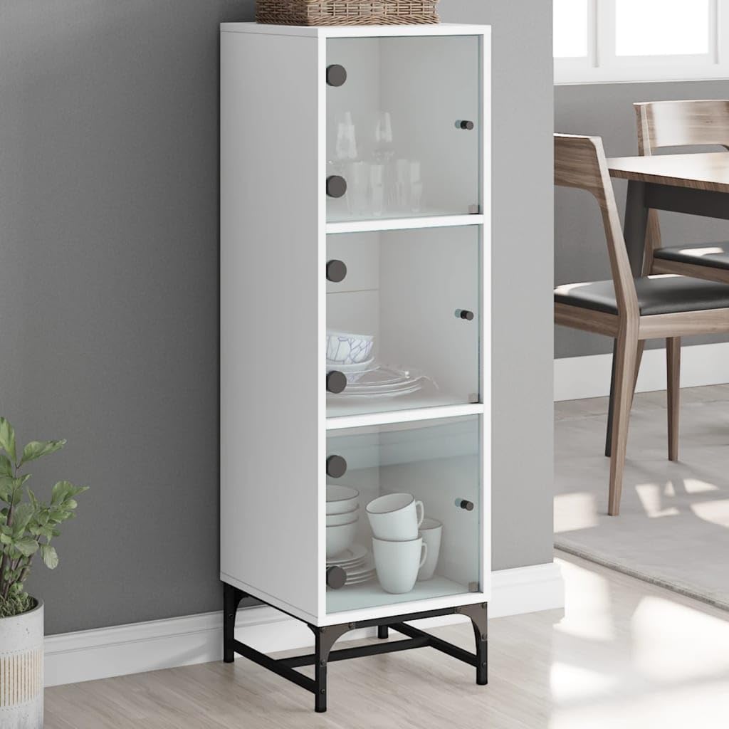 vidaXL Buffet avec Portes en Verre Blanc 35x37x120 cm
