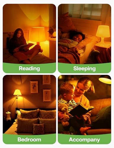 Image of Amber Sleep Light Bulbs 4 Pack: 3W 1800K, 40W Equivalent, E26
