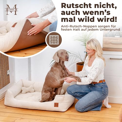 Manno Hundebett mit Memory Foam für mittelgroße & Grosse Hunde [Gratis Decke & 2 Kissen] Kuscheliges Bett für deinen Hund mit waschbarem Bezug | Hundekissen, Dog Bed, wasserabweisend & rutschfest (L)