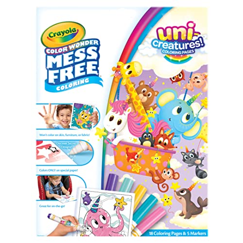 Crayola Color Wonder Unicreatures, Unicorn Mess Free Coloring Pages & Markers, Gift For Kids, Ages 3, 4, 5, 6, #TOP1
