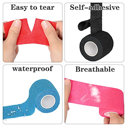 Chewarelly 8 Pack 2 In X 5 Yards Cohesive Wrap Self Adhesive Bandage Wrap Elastic Self Adherent Wrap Self Stick Vet Tape For Athletic, Wrist, Ankle, Knees, Pets (Mixed Colors 2) #TOP3