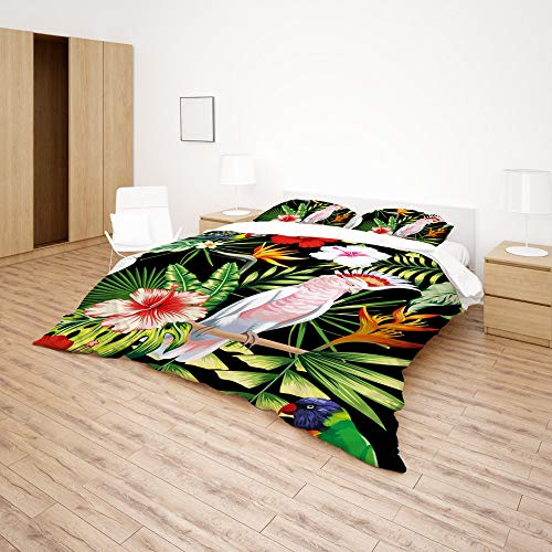Housse de couette perroquet toutes saisons lit King linge de lit fleurs polyester