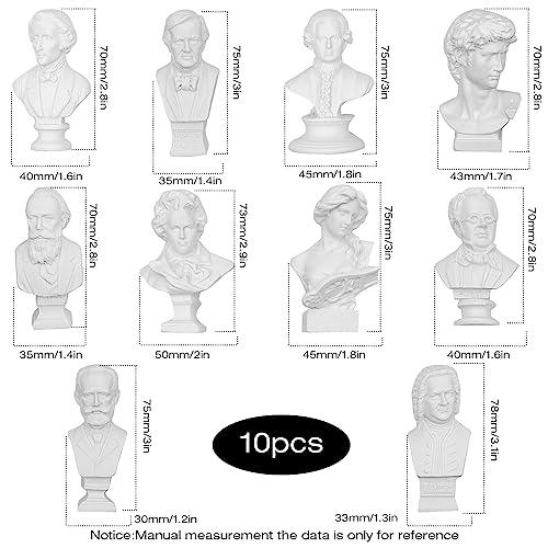 LIDSCURA 10 PCS Mini Musicians Bust Statue and Sculptures, Musician Resin Mini Plaster Figurine for Decor/Gifts/Art Teaching Aids, European Style Home Decoration by LIDSCURA - Used condition - Image 2