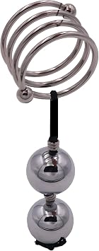 Mens Exercise Fitness Training Ring,Stainless Steel Wave Ring Pendant Stretcher, Hanging Removable Orb Double, 35mm