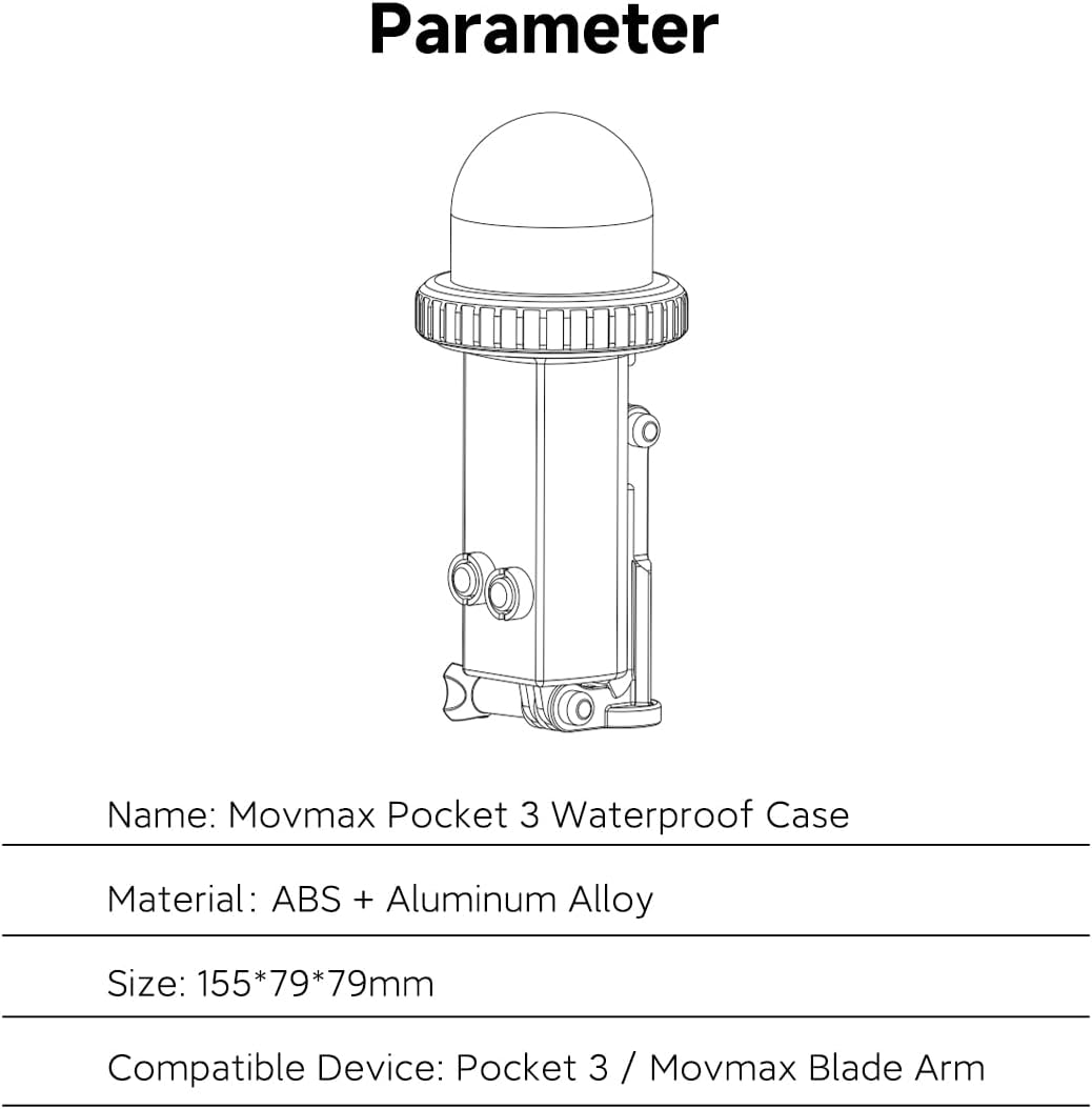 MOVMAX Waterproof Case for DJI Pocket 3 Compatible with MOVMAX Blade Arm