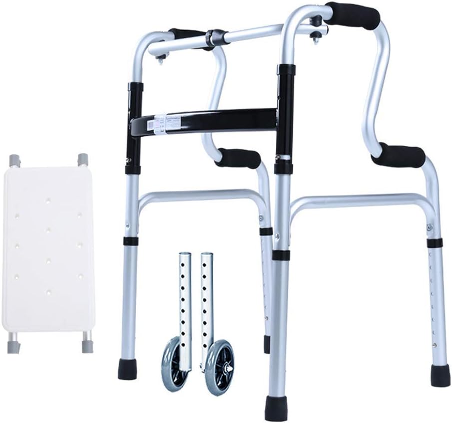 WOMBEL Andadores con Placa de baño + con Ruedas para Ancianos, Andador para discapacitados de aleación de Aluminio, Andador Vintage, bastón Antideslizante con Hospital, muletas N Times Lucky