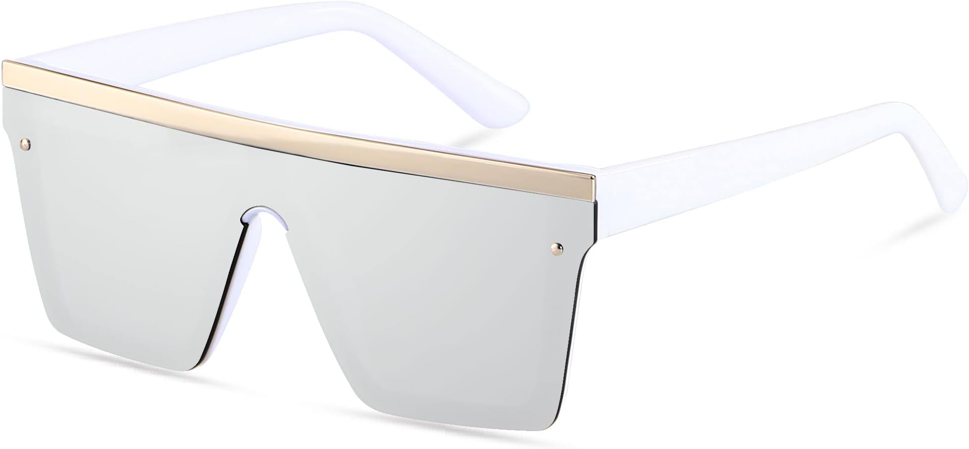 Square Oversized Sunglasses for Women Men Big Flat Top Fashion Shield Large UV Protection Rimless Shades
