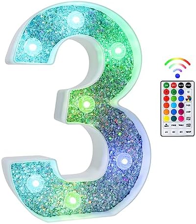 Tosakey Light Up Letters, LED Lights Sign 18 Color Changing 26 Alphabet Glitter Shiny Letter Lights Gifts for Girls Women Birthday Christmas Bedroom Party Wedding Decoration (A)