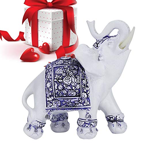 Figurines d'éléphant bleu - Statuette d'animal mignon pour meuble de salon - 4