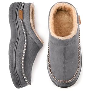 Zigzagger Men’s Fuzzy Moccasin Slippers Indoor/Outdoor Fluffy House Shoes