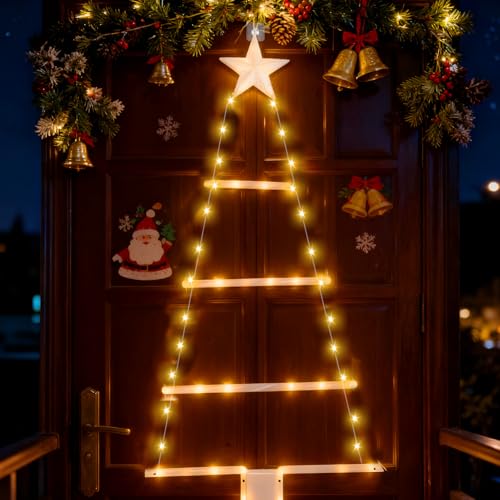 Weihnachtsbeleuchtung Außen Batterie,Weihnachtsbaum Leiter+...