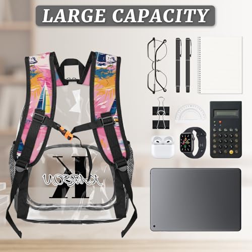 Personalized Small Clear Backpack Stadium Approved Heavy Duty PVC Plastic Custom Nautical Sailboat Transparent Backpacks See Through Bag with Name, Ocean Beach3