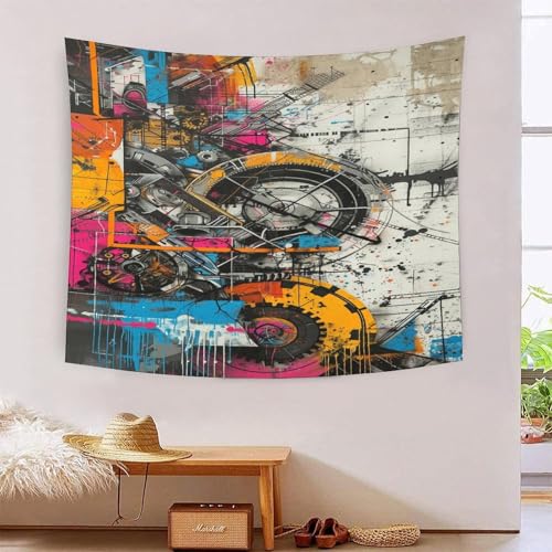 Tapisserie murale tissu graffiti style street art pour salon brancher et deco loft