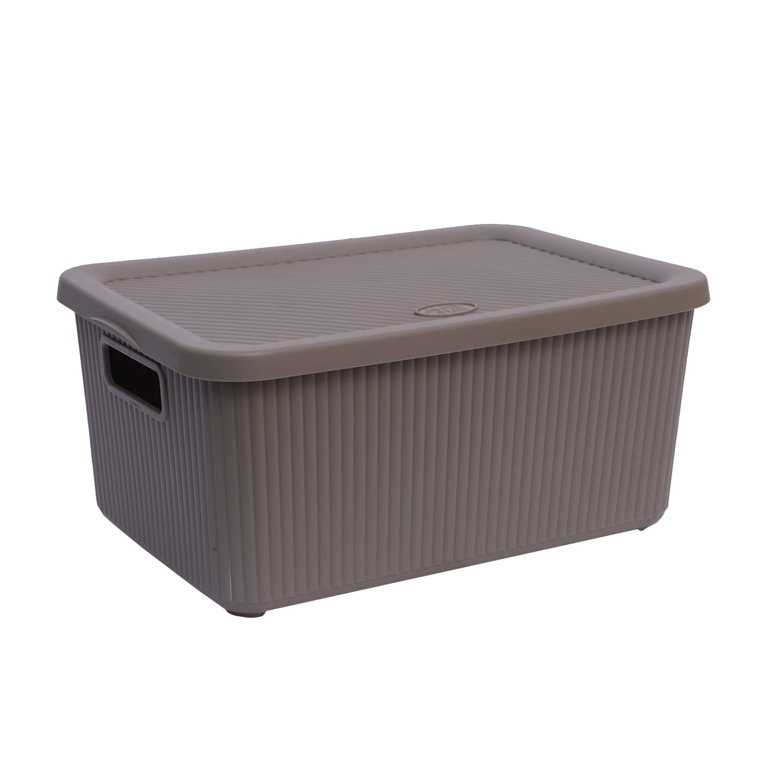M1ss Mirror Grey Plastic Storage Box With Lid And Handle Rectangular Storage Boxes Utility Box Rib Box Multi Use For Shelf Organisation Home, Bathroom (Small - 7L, )