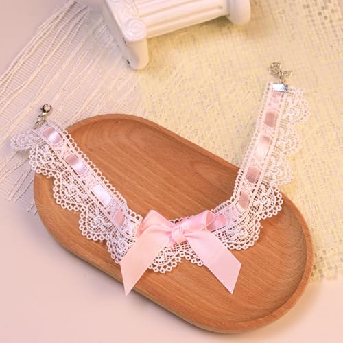 Kenfery Vintage Bow-Knot Choker Necklace Sexy Lace Collar Necklace Cute Pink Prom Party Ball Wedding Necklace for Women4