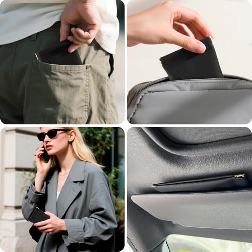 Image of 3 pack leather eyewear case PU soft sunglasses bag squeeze top portable lightweight eyewear case for men and women