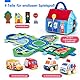 Hahaland Baby Spielzeug 6 12 Monate,4 Stück Spielzeugautos Set, Plüsch Pull-Back & Go Autospielzeug mit Spielmatten,Montessori Auto Spielzeug für 1 2 3 Jahr Jungen Mädchen,Geschenk für Kinder