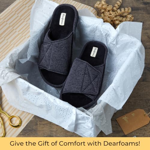 Image of Dearfoams Men's Adjustable Indoor /Outdoor Memory Foam Machine Washable Summer Slide Slipper