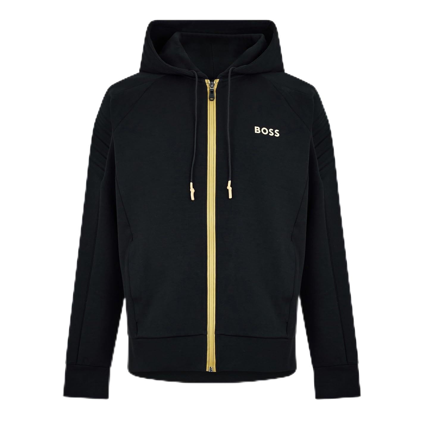 Boss Men's Black Green Full-Zip Hoodie With Adjustable Drawstring Hood - Streamlined Design in Size M, Sports Direct