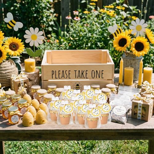 Ctosree 50 Sets Sweet As Can Bee Baby Shower Favors for Guests Honeybee Seed Packets Bulk Include Self Adhesive Seed Packets Flowerpot Thank You Tags Organza Bags for Sweet Bee Theme Baby Shower by Ctosree - Used condition - Image 7