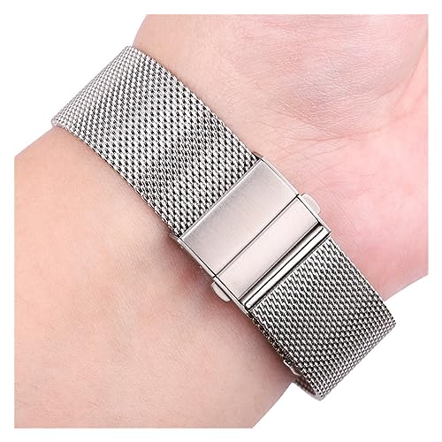 Bracelet montre maille acier inoxydable argent noir boucle déployante