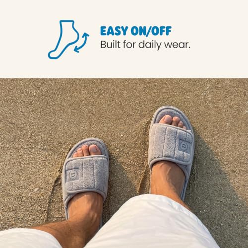 Image of Dearfoams Men's Adjustable Indoor /Outdoor Memory Foam Machine Washable Summer Slide Slipper