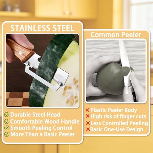 2Pcs Multi Functional Vegetable Peeler for Kitchen, with Bottle Opener and Wooden Handle, 2-in-1 Stainless Steel Kitchen Tool for Fruit Potato Pumpkin by Generic - Image 5