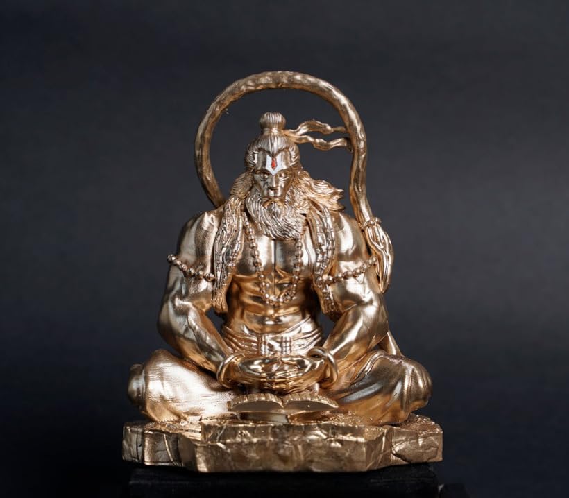 Image of Yadava Big Gold Bahubali Hanuman Ji Idol for Car Dashboard & Home Mandir | Sankat Mochan Balaji Bajrangbali Murti for Pooja, Office & Vastu Decoration | Premium Resin Showpiece