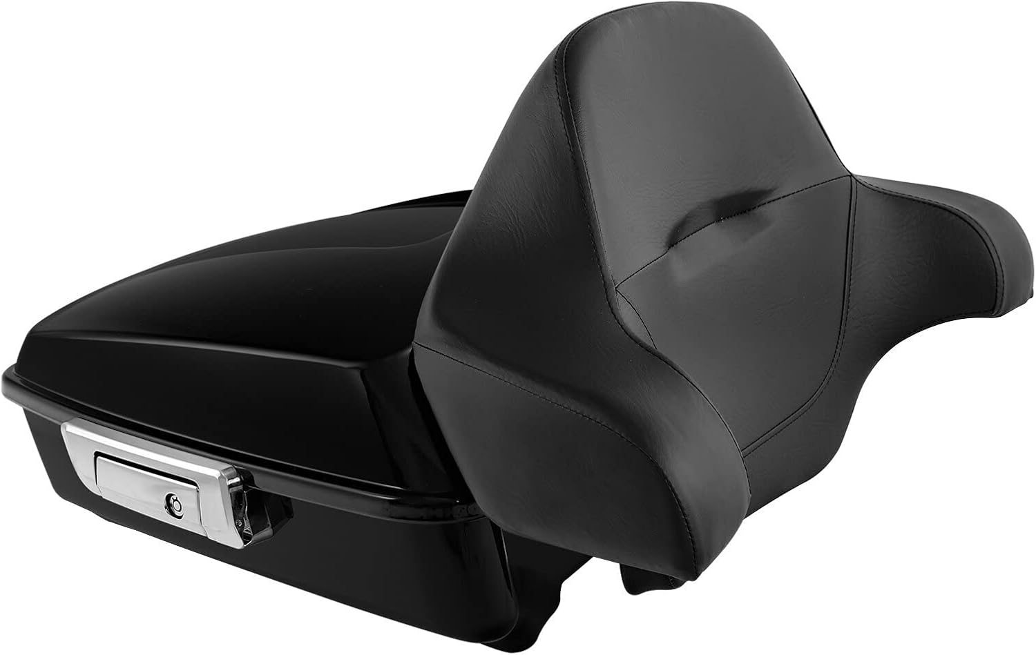 XMT-MOTO Chopped Tour Trunk+wrap-around backrest pad Fit for Harley Touring Models Road King Road Glide Street Glide Electra Glide Ultra-Classic 2014-2025 Gloss Black w/Chrome Latch